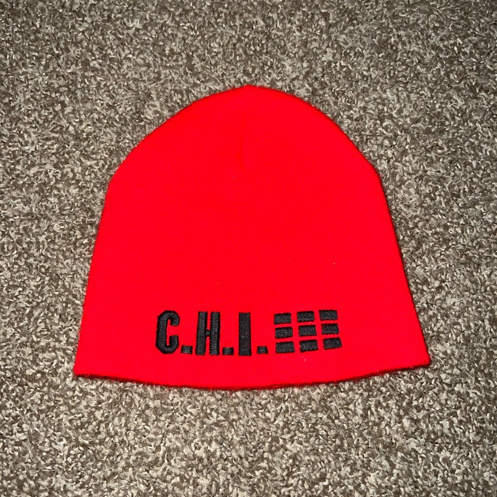 Chicago USA Winter Knit Beanie Red Black Hat